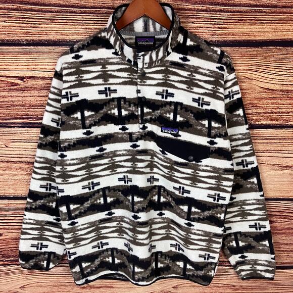 Patagonia Synchilla Snap-T Pullover Shepherd Knit Birch White Fleece - Picture 1 of 8